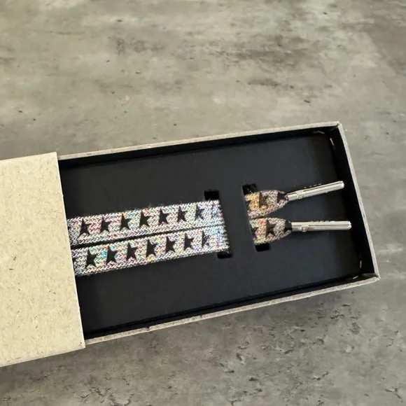 Golden Goose Black and Rainbow Metallic Star Laces - Picture 2 of 5